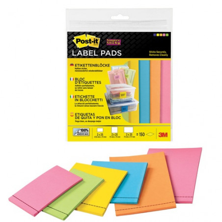 TACO ETIQUETES POST-IT 6 x 25u ASSORTITS 2900M6EU