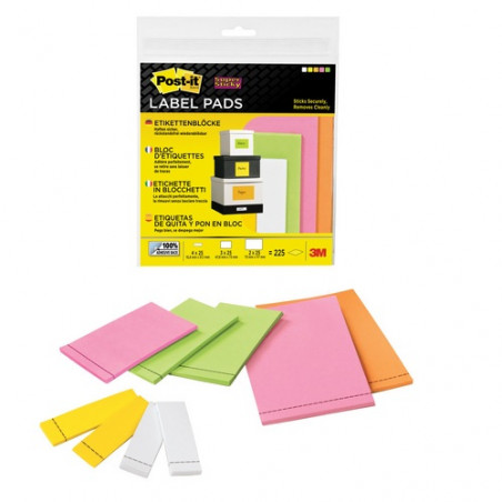 TACO ETIQUETES POST-IT 9 x 25u ASSORTITS 2900M9EU